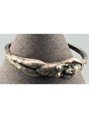 Vintage Sterling Figural Nude Woman Scarf Ring Pendant Band Bolo Adjustable Wrap